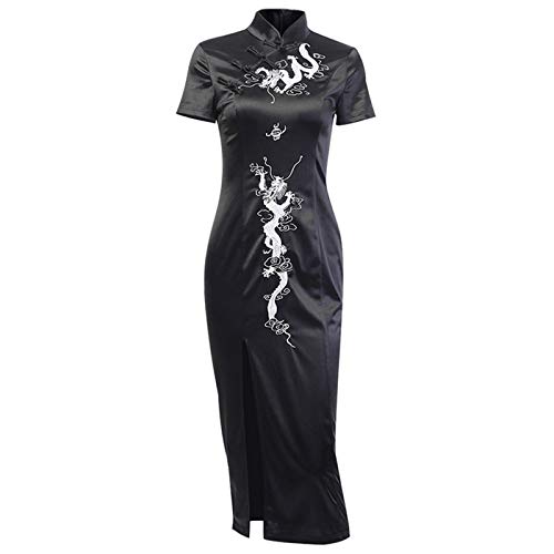 keephen Damen Samt Qipao Kleid Chinesischer Stil Cheongsam Harajuku Kleid Slim Kleid Gotisch Punk Schwarz Retro Mini Kleid von keephen