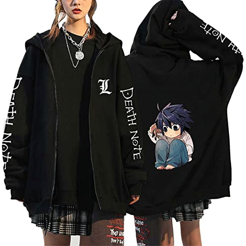 keephen Death Note Anime Hoodie mit Reißverschluss Jacke Hip Hop Streetwear Langarm Loose Casual Fashion Sweatshirt von keephen