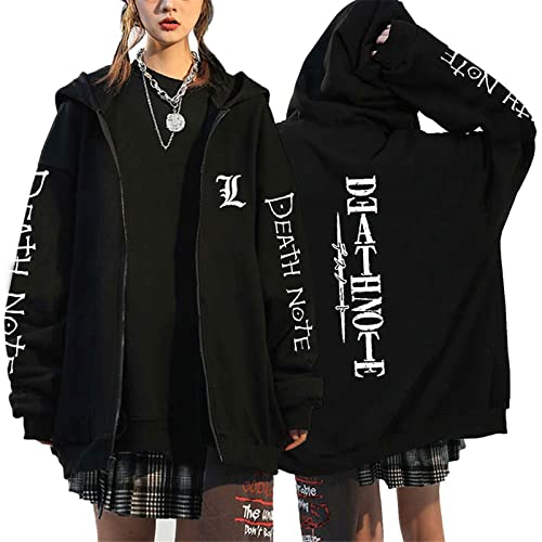 keephen Death Note Anime Hoodie mit Reißverschluss Jacke Hip Hop Streetwear Langarm Loose Casual Fashion Sweatshirt von keephen
