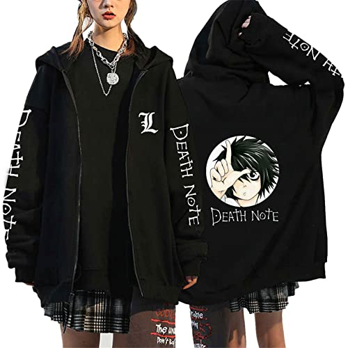 keephen Death Note Anime Hoodie mit Reißverschluss Jacke Hip Hop Streetwear Langarm Loose Casual Fashion Sweatshirt von keephen