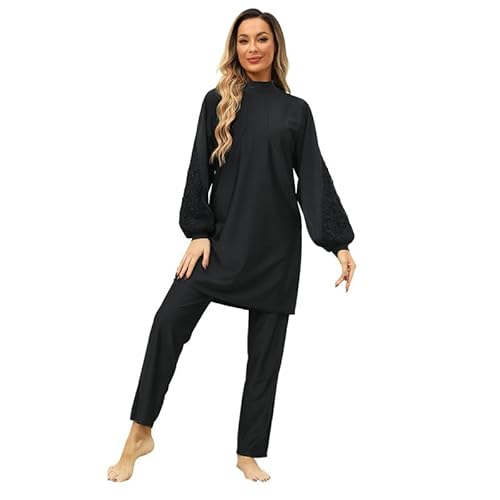 keephen Frauen muslimische Bademode Beachwear Solid Farbe 3pcs Langarm Sport Badeanzug Burkini Badeanzug mit Swim Hijab von keephen