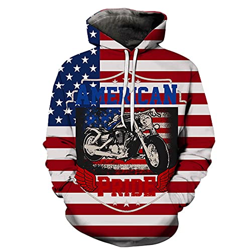 keephen Herren American Highway Motorrad Hoodies Mode Casual Eagle Flag Print Langarm Pullover Mit Kapuze Sweatshirt von keephen