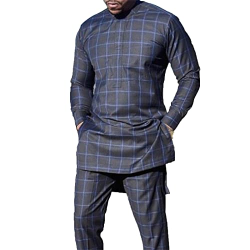 keephen Herren Dashiki Anzug Afrikanische Kleidung Casual 2 Stück Tops + Hosen Slim Fit Outfits Trainingsanzug Langarm Kurta Set von keephen