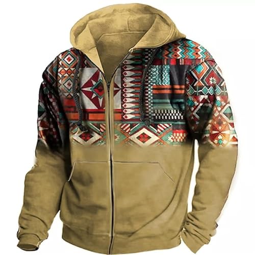 keephen Herren Reißverschluss Hoodie Afrikanischer Stil 3D Gedruckter Pullover Lässiger Pullover Kapuzen-Sweatshirt von keephen