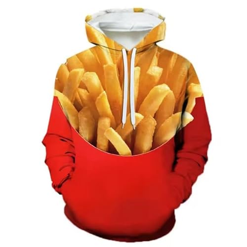 keephen Herren Steak Salat Pommes Frites 3D Druck Hoodie Mode Langärmliges Essen Hamburger Grafik Pullover Lässige Sweatshirts mit Langen Ärmeln von keephen