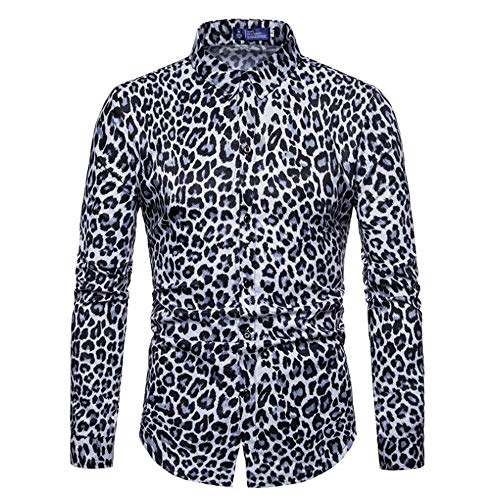 keephen Herren Stilvolle Casual Leopard Print Slim Fit Hemd Retro Langarm-Hemd von keephen