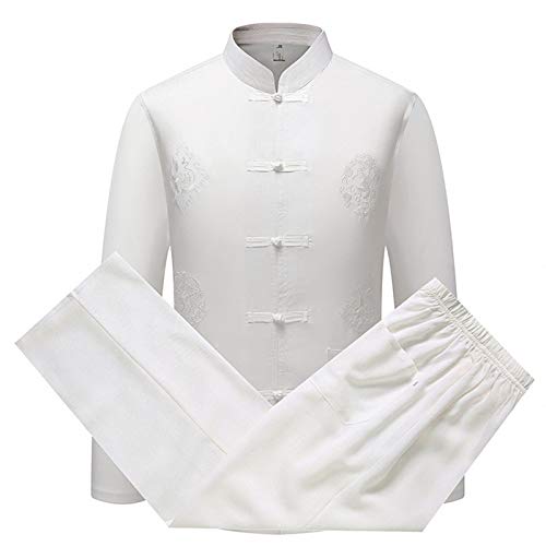 keephen Herren Tang Anzug Traditionell Chinesisch Kleidung Kampfkunst Kung Fu Kostüm Hanfu Lange Ärmel/Kurzarm Hemd Mantel Tops und Hose von keephen