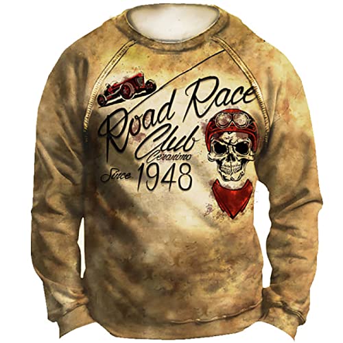 keephen Herren Totenkopf Langarm Sweatshirt Mode 3D Digital Rundhals Langarm Sweatshirt von keephen