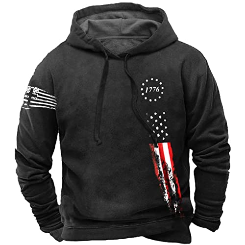 keephen Herren USA American Flag Graphic Printed Hoodie 4th of July Patriotic Langarm Sweatshirt mit Tasche von keephen