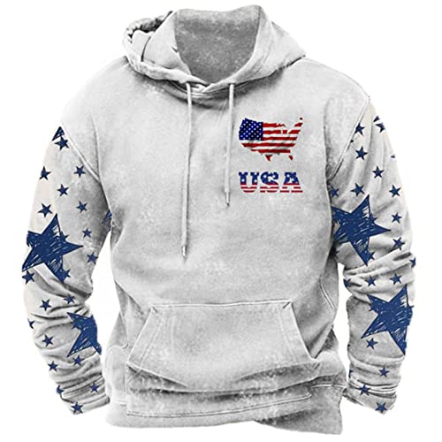 keephen Herren USA American Flag Graphic Printed Hoodie 4th of July Patriotic Langarm Sweatshirt mit Tasche von keephen