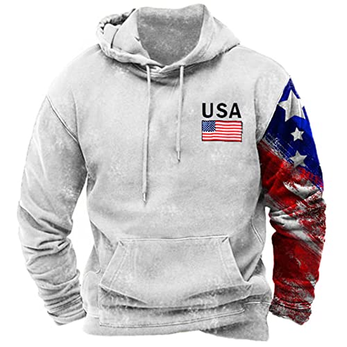 keephen Herren USA American Flag Graphic Printed Hoodie 4th of July Patriotic Langarm Sweatshirt mit Tasche von keephen