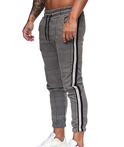 keephen Houndstooth Plaid Striped Sport Fitness Hose Herren Elastic Waist Drawstring Jogginghose von keephen