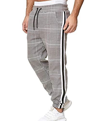 keephen Houndstooth Plaid Striped Sport Fitness Hose Herren Elastic Waist Drawstring Jogginghose von keephen