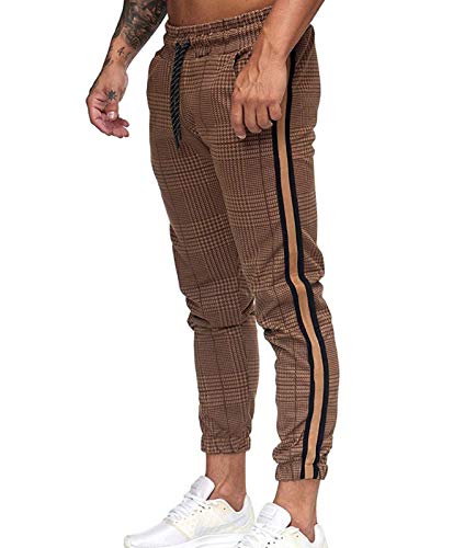 keephen Houndstooth Plaid Striped Sport Fitness Hose Herren Elastic Waist Drawstring Jogginghose von keephen