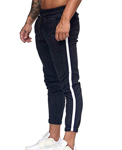 keephen Houndstooth Plaid Striped Sport Fitness Hose Herren Elastic Waist Drawstring Jogginghose von keephen