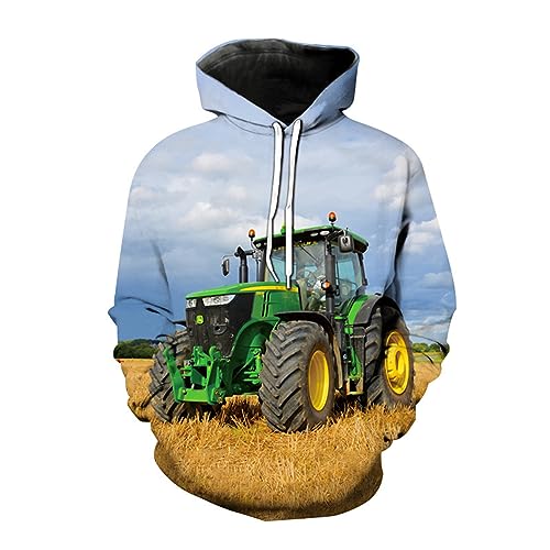 keephen Männer 3D-gedruckte Kapuzenpullover Traktor Muster Mode Männer Kapuzen-Sweatshirt, Neuheit Sweatshirts mit Kordelzugtaschen von keephen
