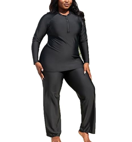 keephen Modest Burkini Plus Size Muslimische Badebekleidung für Frauen Bequemer Loose Fit Konservativer Badeanzug 2 Stück von keephen