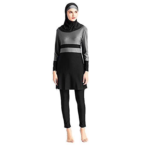 keephen Muslim Patchwork Badeanzug Frauen Plus Size Bescheiden Burkini Islamic Langarm Full Cover Bademode 5-teiliges Set von keephen