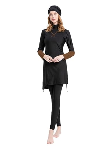 keephen Muslim Plus Size Burkini Badebekleidung für Frauen 3PCS Modest Lange Ärmel Badeanzug Arabische Badekostüm Badeanzug mit Hijab von keephen