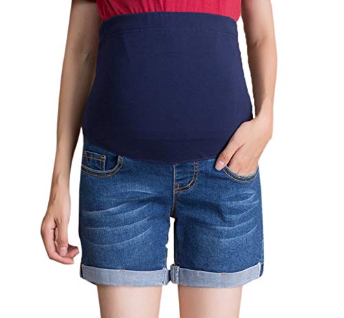 keephen Mutterschaft Jeans Shorts für Schwangere Frauen - Beiläufig Over Bump Kurze Hosen Schwangerschaft Denim Shorts Umstandsmode von keephen