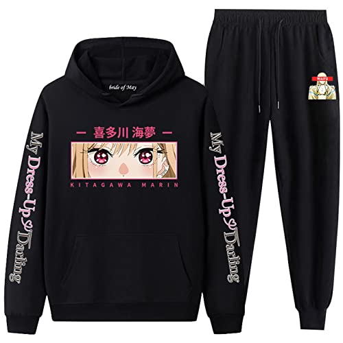 keephen My Dress Up Darling Trainingsanzug für Unisex Anime Cosplay Kostüm Kitagawa Marin Print Hoodie Jogginghose Set Harajuku Zweiteiler Sportwear von keephen