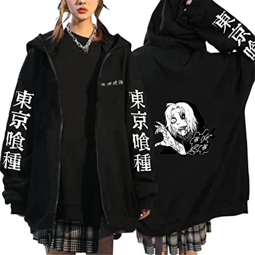 keephen Tokyo Ghoul Anime Reißverschluss Hoodie Sweatshirt für Damen Herren Übergroße Kapuzen Sweatshirt Jacke von keephen