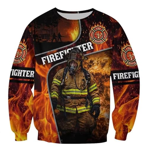 keephenDE Männer Hoodie Feuerwehr Uniform 3D gedruckt Grafik Langarm Pullover Sweatshirt Harajuku Reißverschluss Kapuzenjacke Mantel von keephenDE