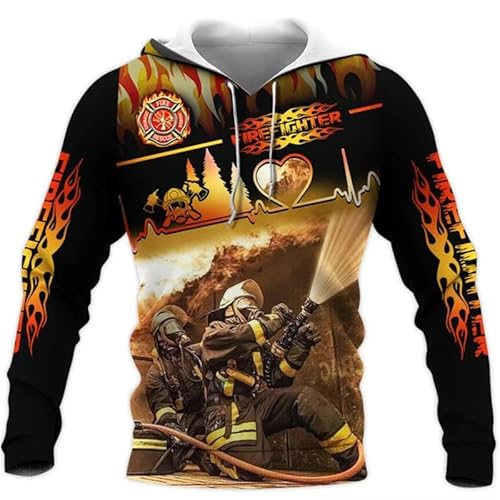 keephenDE Männer Hoodie Feuerwehr Uniform 3D gedruckt Grafik Langarm Pullover Sweatshirt Harajuku Reißverschluss Kapuzenjacke Mantel von keephenDE