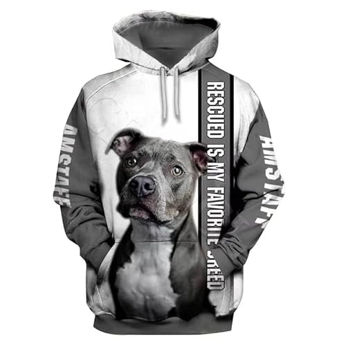 keephenDE Mode Tierrettung Amstaff Hund 3D gedruckt Hoodie Männer Frauen Sweatshirt Jacke lässig mit Kapuze Reißverschluss Mantel von keephenDE