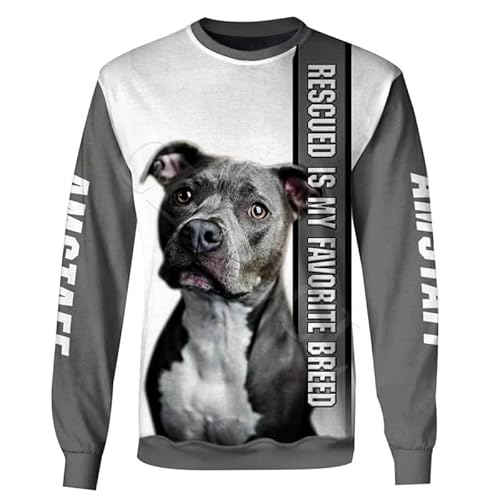 keephenDE Mode Tierrettung Amstaff Hund 3D gedruckt Hoodie Männer Frauen Sweatshirt Jacke lässig mit Kapuze Reißverschluss Mantel von keephenDE