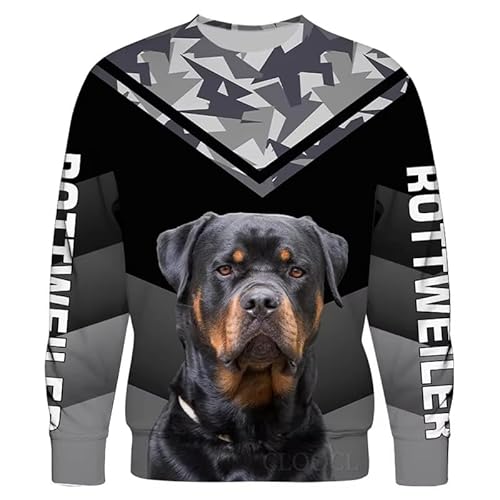keephenDE Tier Liebe Rottweiler 3D gedruckt Herren Hoodie Harajuku Mode Sweatshirt Pullover Unisex Casual Reißverschluss Jacke von keephenDE