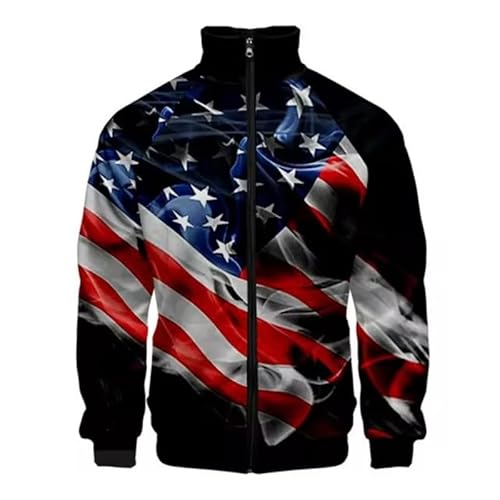 keephenDE USA Flagge Amerikanischer Reißverschluss Mantel 3D Druck Amerikanische Flagge Bomberjacke Mode Übergroße Jacke Harajuku Paar Baseball Kleidung Männer Kleidung von keephenDE