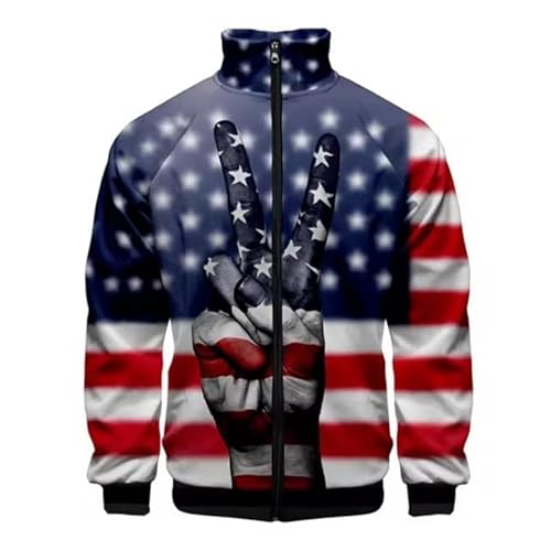 keephenDE USA Flagge Amerikanischer Reißverschluss Mantel 3D Druck Amerikanische Flagge Bomberjacke Mode Übergroße Jacke Harajuku Paar Baseball Kleidung Männer Kleidung von keephenDE