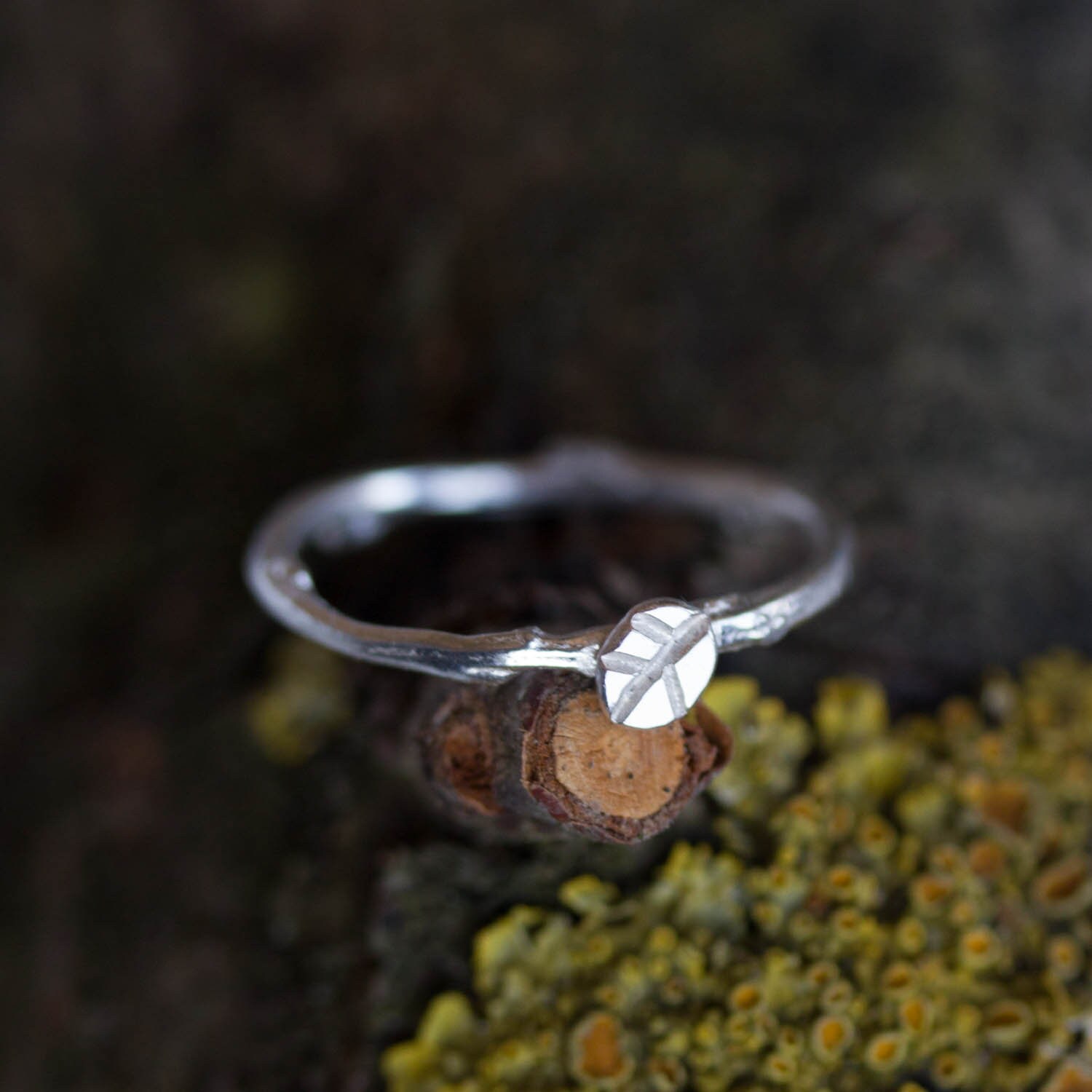 Zweigring Mit Blattförmigem Blatt - Feiner Silberner Astring, Natur Inspiriert von keepityours