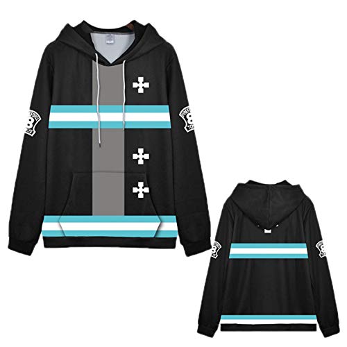 Anime Fire Force Lässige Langarm Kapuzenpullover Shinra Kusakabe Kurzärmeliges T-Shirt Pullover Karikatur Sweatshirts von keepmore