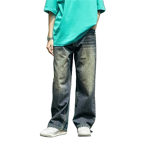 Baggy Jeans Herren Baggy Hose y2k Cargohose männer Baggy Mode Retro ausgewaschen Jeans mit weitem Bein hip hop Street Dance schlupfjeans Hose von keepmore