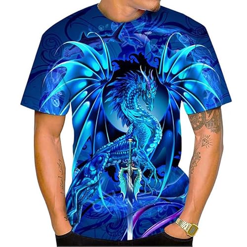 Chinesischer Drache Grafik 3D gedruckte Männer T-Shirt Tiermuster Kurzarm T-Shirts Sommer lässig O-Ausschnitt Straße T-Shirt Coole Kleidung Top von keepmore
