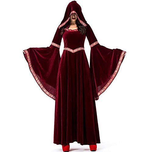 Eleganter Damenrock Mittelalterlicher Rock mit ausgestelltem Ärmel Samtstitching Hohe Taille Rundhalskleid von keepmore