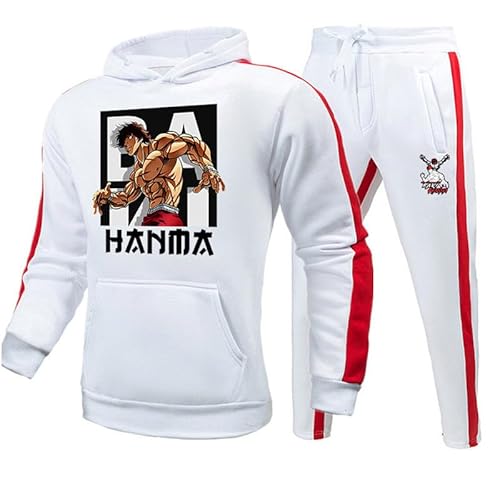 Herren 3D-Gedruckter Sportswear-Trainingsanzug Baki The Grappler Hoodies + Joggers Set Anime Hanma Baki Son of Ogre Cosplay Kostüm von keepmore
