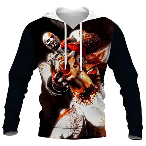 Herren Kapuzen-Sweatshirt kreative Mode 3D digital Kratos Gott des Krieges drucken Herren Hoodie von keepmore