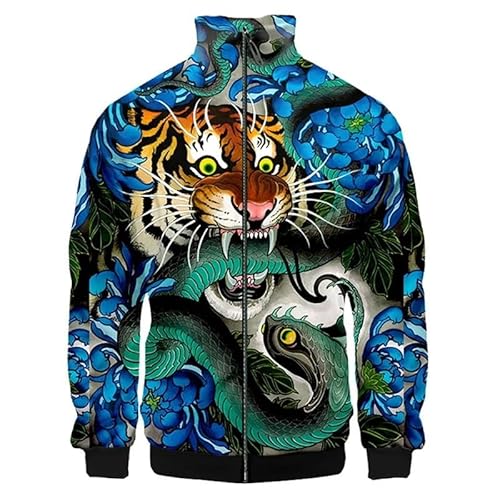 Herren Tiger 3D gedruckte Hip Hop Jacke Leichte Bomberjacke mit durchgehendem Reißverschluss Oberbekleidung Mantel Streetwear Herren Tiger 3D gedruckte Hip Hop Jacke Leichte Bomberjacke mit durchgehendem Reißverschluss Oberbekleidung Mantel Streetwear von keepmore