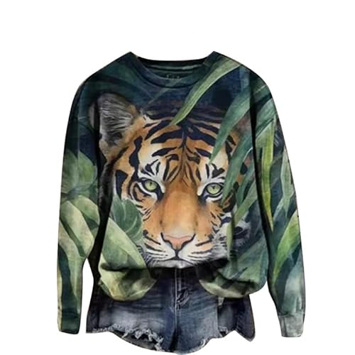 Leopard Print Hoodie für Damen Gepard Tiger Zebra Muster Sweatshirt T-Shirt Leichtes lässiges Pullover-Top von keepmore