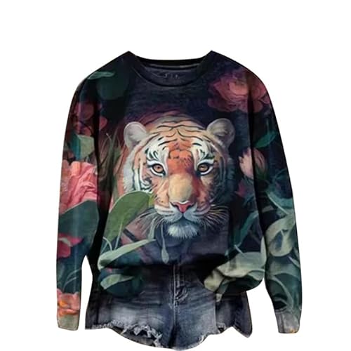 Leopard Print Hoodie für Damen Gepard Tiger Zebra Muster Sweatshirt T-Shirt Leichtes lässiges Pullover-Top von keepmore