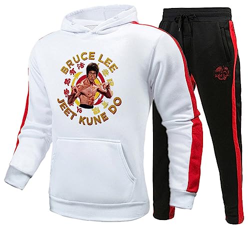 Li Xiaolong Dragon Kapuzenpullover und Jogginghose Set Kung Fu Martial Art Li Xiaolong Dragon 3D-gedrucktes Trainingsanzug-Set für Männer Frauen von keepmore