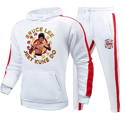 Li Xiaolong Dragon Kapuzenpullover und Jogginghose Set Kung Fu Martial Art Li Xiaolong Dragon 3D-gedrucktes Trainingsanzug-Set für Männer Frauen von keepmore