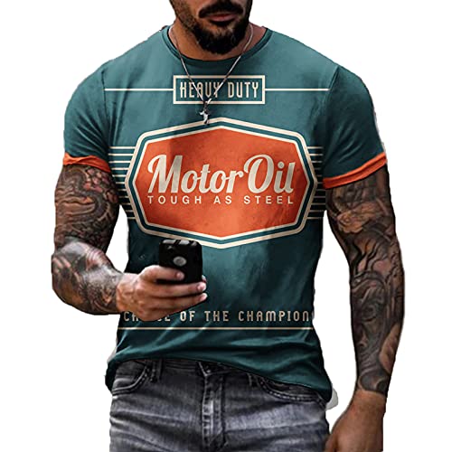 Oldschool T-Shirt für Herren-Retro American Motorcycle Motor Oil Print Kurzarm T-Shirts von keepmore