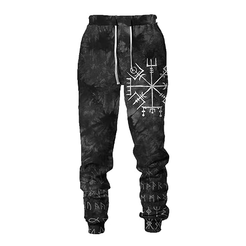 Wikinger-Tattoo 3D-gedruckte Sporthose für Herren - Hip Hop Jogginghose Jogginghose mit Kordelzug Jogginghose mit Tasche von keepmore