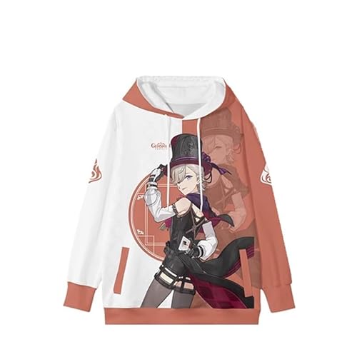 keepmore Anime Genshin Impact Lyney Einschlag Unisex Kapuzenjacke Herren Damen Wriothesley Mode Kapuzen-Sweatshirt Outwear Jacke mit Tasche von keepmore