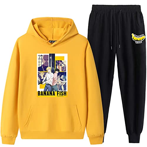 keepmore Banana Fish Trainingsanzug Frauen Männer Anime Banana Fish Cosplay Kostüm Gedruckt Hoodies Hosen Harajuku Zweiteiliges Set von keepmore