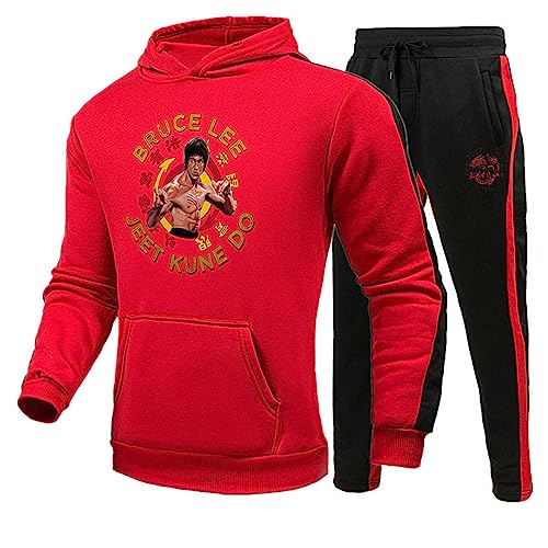 keepmore Bruce Lee Kapuzenpullover und Jogginghose Set Kung Fu Martial Art Bruce Lee 3D-gedrucktes Trainingsanzug-Set für Männer Frauen von keepmore